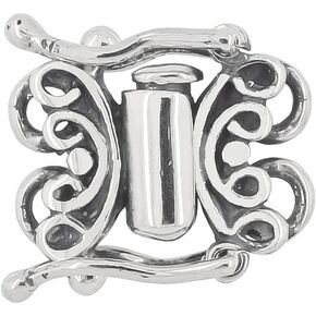 Sterling Silver 2-Strand Butterfly Tube Clasp with Secure Lock for DIY Necklace Bracelet, Oxidized Silver