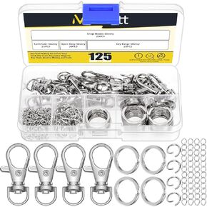Mardatt 321pcs 4 Colors Keychain Making Kit ، Lobster Claw Claph Claph Lanyard Snap Hooks وحلقات مفاتيح السلسلة ، حلقات القفز ، موسع السلسلة ، كماشة حلقة مقسمة لمجوهرات السلسلة الرئيسية صنع الحرف اليدوية DIY