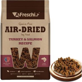 Afreschi Air-Dried Dog Food – Turkey & Salmon Recipe (2.2 lb) – All-Natural, Complete & Balanced, Grain-Free, High-Protein, Limited Ingredients