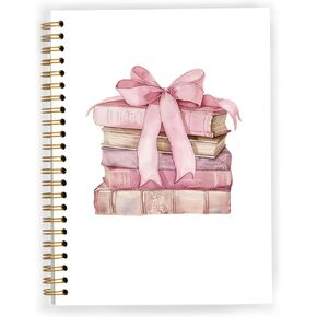 دفتر Coquette Pink Bow Notebook ، Pink Preppy Girly Aesthetic Spiral Notebook 5.5x8.3 ، مجلة القراءة لعشاق الكتب ، لوازم المكتب Coquette ، هدايا عشاق الكتب للنساء ، مجلة حلزونية