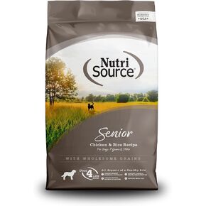 NutriSource Dry Dog Food for Seniors, Chicken and Rice, 26LB