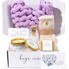 Sympathy Gift Baskets - Condolences Gift Basket for Loss of Loved One/Mom/Dad/Husband - Bereavement Grief Gifts - Sorry for Your Loss Grieving Care Package Gift Box for Women Men Friend (Blue Pillow) in Kuwait