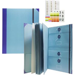 Life Binder Organizer Kit for Documents,Important Document Organizer Folio with Labels,Family Emergency Binder Organizer,Multi-Purpose Pocket Folder Organizer (Blue)