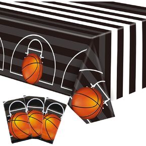 Zhehao Plastic Basketball Tablecloths Basketball Pattern Party Decorations Table Cover for Sports Ball Themed Birthday Party Supplies Grass Decor, 54 x 108 Inches