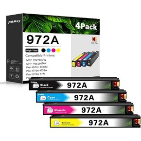 972A High Yield Ink Cartridges (4-Pack, Black/Cyan/Magenta/Yellow) Compatible 972 972A Ink Cartridge Replacement for HP Pagewide Pro 477dw 577dw 452dw 552dw 452dn 477dn P57750dw Printer