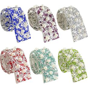 Jongdari Glitter Self Adhesive Rhinestone Ribbon Trim Tape, Crystal Decorative Bedazzling Strips Stickers for DIY Crafts, 10 Colors 9mm Wide Total 10 Yards