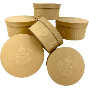 Expo International Value Pack من 3 جولة منقوشة Snowman-2 PC. قم بتعيين صندوق الحرف ، الطبيعي