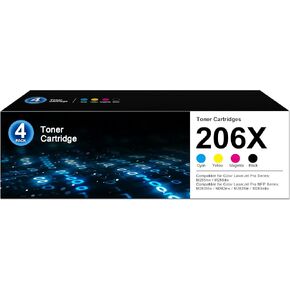 206x خرطوشة الحبر عالية العائد - لـ 206A W2110A W2110X 206X تعمل مع Laser Pro M255 ، ملونة LaserJet Pro MFP M283FDW M283CDW M283 PRO M255DW M255 ، 4 Pack