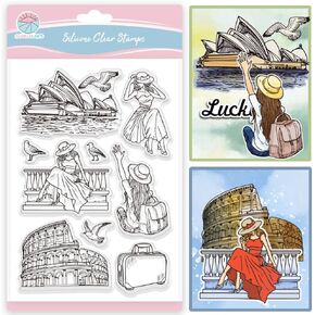 GLOBLELAND Flower Fairy Clear Stamps Butterfly Fairy Silicone Clear Stamp Spring Flower and Plant Transparent Stamps for DIY Scrapbooking and Cards Making Photo Album Journal 6.3x4.33inch