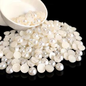 200pcs لؤلؤات Flatback لصياغة فن الأظافر نصف جولة اللؤلؤ بشكل كبير لخلاص المجوهر