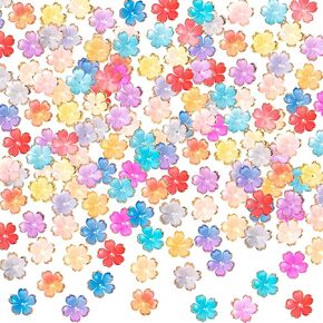 100pcs حبات الزهور الزهري الكرز ، تدرج الوردي 5-petal أكريليك سحر زهرة ، حبات مصغرة مطلية بالذهب لأساور أقراط صناعة المجوهرات