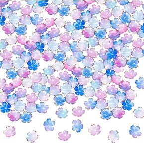 100pcs Cherry Blossom Floral Beads, Pink Gradient 5-Petal Acrylic Flower Charms, Gold-Plated Mini Spacers Beads for Bracelets Necklaces Earrings Jewelry Making in Kuwait