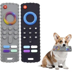 2pcs جرو ألعاب التسنين ، ألعاب الكلاب مضغ TV TV شكل التحكم عن بُعد للكلاب الصغيرة والجزر ، ألعاب تفاعلية للملل الجرو للتدريب على الكلاب وتنظيف أسنانها (أسود ورمادي)
