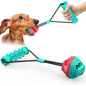 uled4pups Dog Shew Toys - لمضغوط العدوانية ، لعبة غير قابلة للتدمير ودائمة ، أفضل لعبة جرو بالملل التفاعلية مع علاجات ، مطاطية لطب الأسنان ، قوة دليل على الطاقة العالية طويلة الأمد.