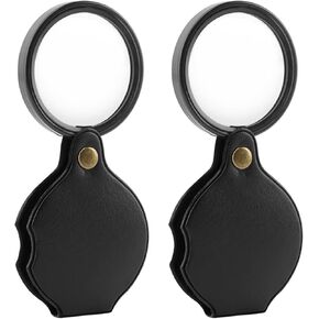 20X Pocket Magnifier, 2pcs Small Pocket Magnify Glass, Rotating Folding HD Mini Portable Pocket Magnifier for Seniors Student Reading, Inspection, Coin, Jewelry or Exploring(Black)