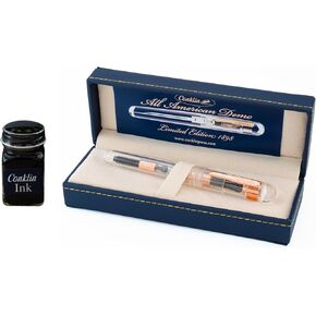 Conklin All American Limited Edition Fountain Pen - Medium Nib (Demo/Rosegold) + 30 ml ml bottbling ink (Midnight Black) Gift - هدية قلم فاخرة للرجال والنساء ، والكتاب ، والخريجين ، وأعياد الميلاد