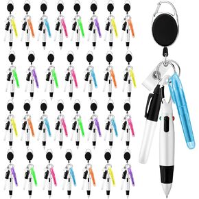 120 PCS ممرضة قابلة للتراجع القلم مجموعة 4 في 1 نقطة نقطة الذروة Mini Highlighter Mini Marker Clip -keychain Clip for Badge CNA Nurse Accessories Office (Black)