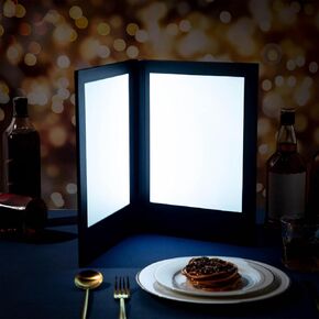 LED Menu Covers 8" x 10.5" LED Backlit Light Double Panel Menu Holder PU Leather Menu Folder Fits Paper for Restaurant Hotel Club Bar Wine (1 Pack)