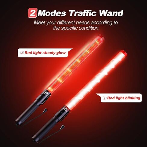 RoadHero 1 Pack 21 Inch Traffic Wands, Blue Led Traffic Control Baton, Night Safety Light Wand with 2 Flashing Modes, Air Marshaling Signal Wand with Side Clip for Parking Lot in Kuwait