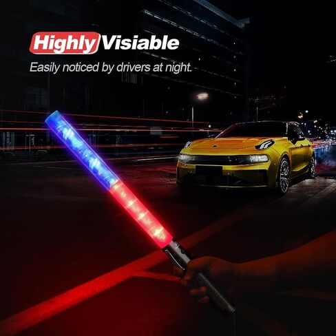 RoadHero 1 Pack 21 Inch Traffic Wands, Blue Led Traffic Control Baton, Night Safety Light Wand with 2 Flashing Modes, Air Marshaling Signal Wand with Side Clip for Parking Lot in Kuwait