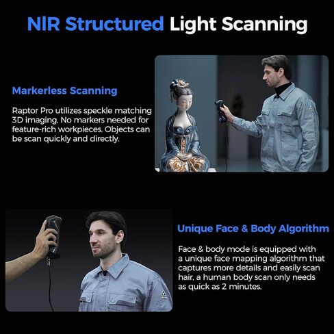 Creality 3D Scanner RaptorX, Handheld Wireless Scanner with Metrology-Grade Accuracy 0.02mm,Industrial Blue Light, Fast Wi-Fi 6 Data Transmission Support 5-4000mm Objects for Windows Mac in Saudi Arabia