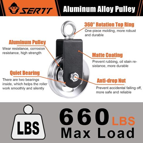 Cable Pulley Wheel for Home Gym Pulley System, Upgraded 90mm Aluminium Alloy Gym Pulley for Maximum 660LBS Load in Kuwait