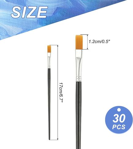 yokive 30 pcs فرش الطرف المسطحة بالجملة ، وتفاصيل فرشاة الطلاء الاكريليك فرش صغيرة مصغرة الطلاء رائعة للزيت ألوان مائية القماش المحترف ، (الوردي) in Kuwait
