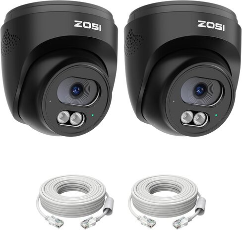 كاميرا ZOSI C220 2Pack 4MP 2.5K Add-On PoE IP خارجية، كاميرا مراقبة خارجية 1440 بكسل in Kuwait