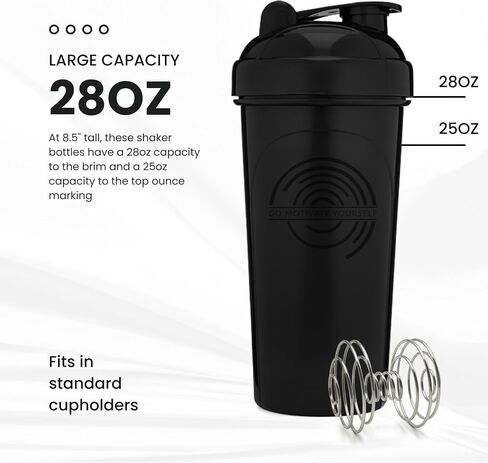GOMOYO 4-Pack - 28 Ounce Protein Shaker Bottle for Mixes, 4xWire Whisk, Leak Proof Bulk Supplement Mixes and Pre-Workout Shaker Cups, Dishwasher Safe & BPA Free, Black,White, Navy & Moss in Saudi Arabia