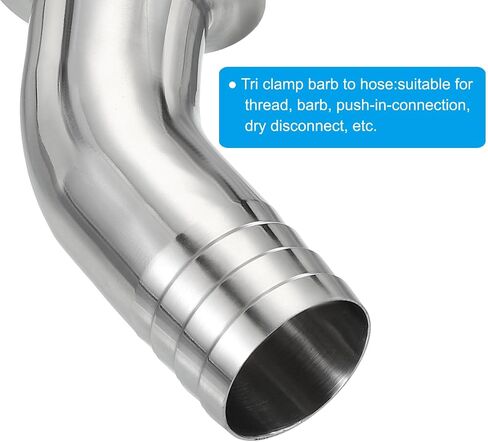 PATIKIL 45 Degree Elbow Tri Clamps Hose Barb, 3/4in OD Sanitary Hose Barb Pipe Fitting Tube 50.5MM Ferrule (for 1.5" Tri Clamps) 304 Stainless Steel in Saudi Arabia