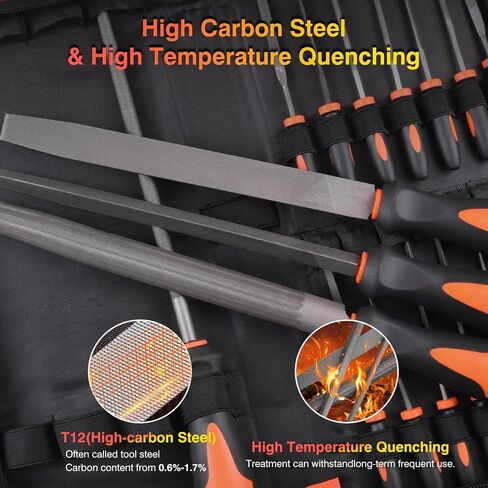 20Pcs Files Set - Premium Carbon Steel Metal File Set with Suitcase, Flat/Triangle/Half-Round/Round Large Files & 14 x Needle Files & Cleaning Brush, Perfect for Wood, Metal Work & DIY Project in Saudi Arabia