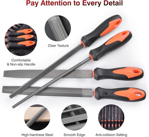 20Pcs Files Set - Premium Carbon Steel Metal File Set with Suitcase, Flat/Triangle/Half-Round/Round Large Files & 14 x Needle Files & Cleaning Brush, Perfect for Wood, Metal Work & DIY Project in Saudi Arabia