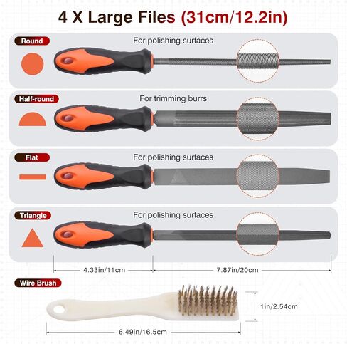 20Pcs Files Set - Premium Carbon Steel Metal File Set with Suitcase, Flat/Triangle/Half-Round/Round Large Files & 14 x Needle Files & Cleaning Brush, Perfect for Wood, Metal Work & DIY Project in Saudi Arabia