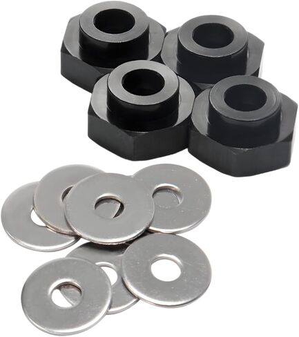 4PCS Aluminum Alloy 12mm Turn to 17mm Wheel Rim Hex Adapter Drive Hub Conversion Extension Compatible with Tamiya Axial Traxxa HPI Himoto HSP Losi Kyosho RC 1/10 On-Road Car Tires (Black) in Saudi Arabia