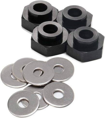 4PCS Aluminum Alloy 12mm Turn to 17mm Wheel Rim Hex Adapter Drive Hub Conversion Extension Compatible with Tamiya Axial Traxxa HPI Himoto HSP Losi Kyosho RC 1/10 On-Road Car Tires (Black) in Saudi Arabia