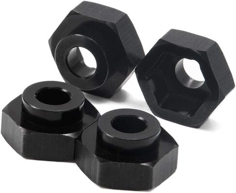 4PCS Aluminum Alloy 12mm Turn to 17mm Wheel Rim Hex Adapter Drive Hub Conversion Extension Compatible with Tamiya Axial Traxxa HPI Himoto HSP Losi Kyosho RC 1/10 On-Road Car Tires (Black) in Saudi Arabia