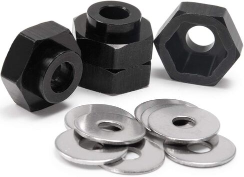 4PCS Aluminum Alloy 12mm Turn to 17mm Wheel Rim Hex Adapter Drive Hub Conversion Extension Compatible with Tamiya Axial Traxxa HPI Himoto HSP Losi Kyosho RC 1/10 On-Road Car Tires (Black) in Saudi Arabia
