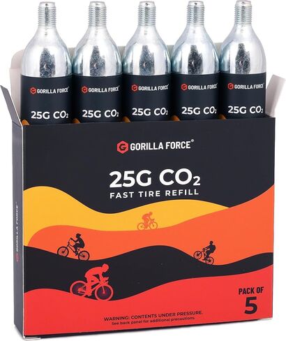 Gorilla Force 25g CO2 Cartridges - Threaded | Box of 15 | for Bike Tire Inflators in Kuwait