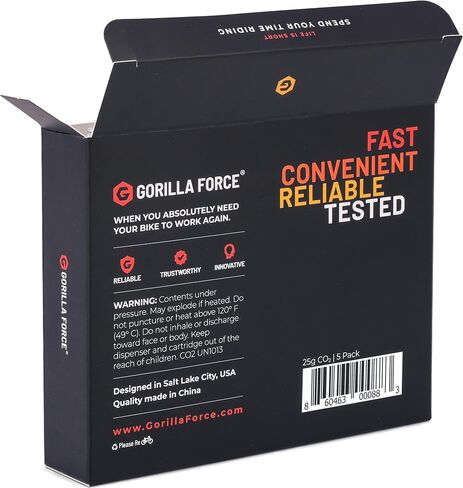 Gorilla Force 25g CO2 Cartridges - Threaded | Box of 15 | for Bike Tire Inflators in Kuwait