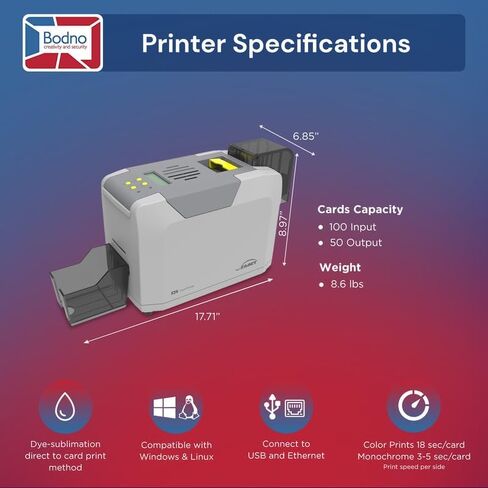 Bodno Seaory S26 Single Sided ID Card Printer & Complete Supplies Package ID Software and Camera - Silver Edition in Saudi Arabia