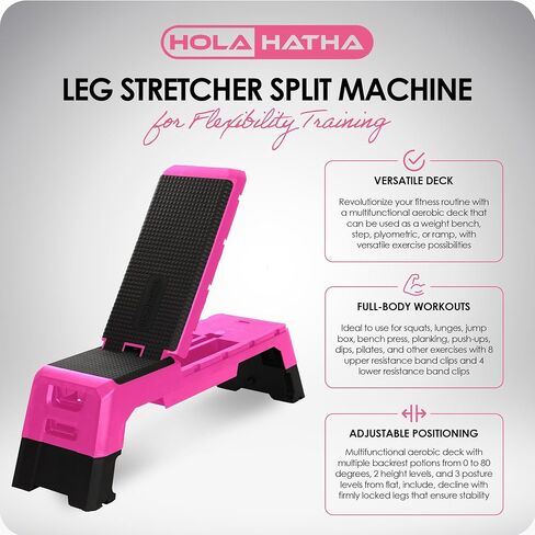 HolaHatha Adjustable Multi-Functional Exercise Bench 440 Pound Capacity Foldable Incline Deck, 8.5 to 14.5 Inch Height, Compact Design, in Saudi Arabia