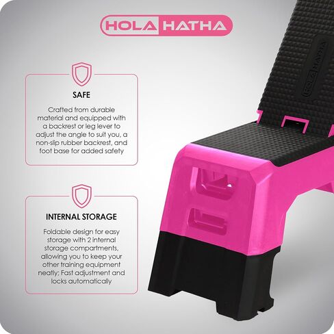 HolaHatha Adjustable Multi-Functional Exercise Bench 440 Pound Capacity Foldable Incline Deck, 8.5 to 14.5 Inch Height, Compact Design, in Saudi Arabia