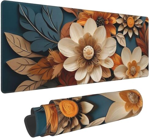 لوحة الماوس للألعاب ، قاعدة موسباد كبيرة غير قابلة للانزلاق ، حصيرة فأر لوحة المفاتيح ، وسادة مكتب مع حواف مخيط ، 31.5x11.8inch ، الأزهار in Kuwait