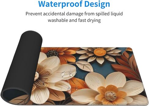 لوحة الماوس للألعاب ، قاعدة موسباد كبيرة غير قابلة للانزلاق ، حصيرة فأر لوحة المفاتيح ، وسادة مكتب مع حواف مخيط ، 31.5x11.8inch ، الأزهار in Kuwait