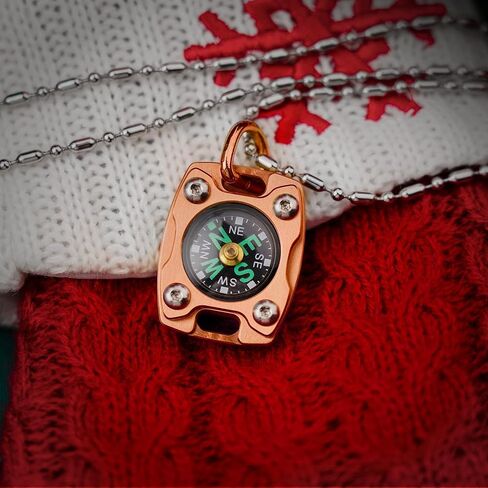 MecArmy Titanium/Brass Mini Compass, Pocket Compass Hiking Survival, Small IPX5 Waterproof Hiking Compass Keychain, Special Compass Necklace, Survival Hiking Gear for Women Men in Kuwait