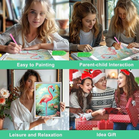HEIBAGO Flamingo Diamond Art Kits for Adults, 5D Full Drill Round Bird Painting Gems with Beach Diamond Painting, Diamond Dots Perfect for Home Wall Decor 12x16inch in Saudi Arabia