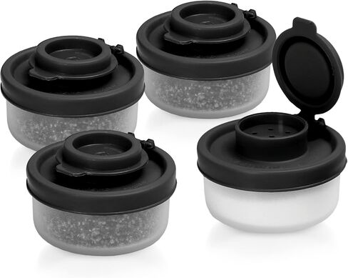 SIGNORAWARE Salt and Pepper Shakers Moisture Proof Set of 2 Large Salt Shaker to go Camping Picnic Outdoors Kitchen Lunch Boxes Travel Spice Set Clear with Black Lids Plastic Airtight Dispenser in Kuwait