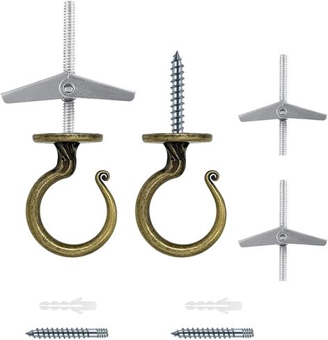 Heavy-Duty Ceiling Hook for Multiple Surfaces - Supports 40 lbs, Versatile for Wood, Concrete & Drywall, Easy Install (2, Black) in Saudi Arabia