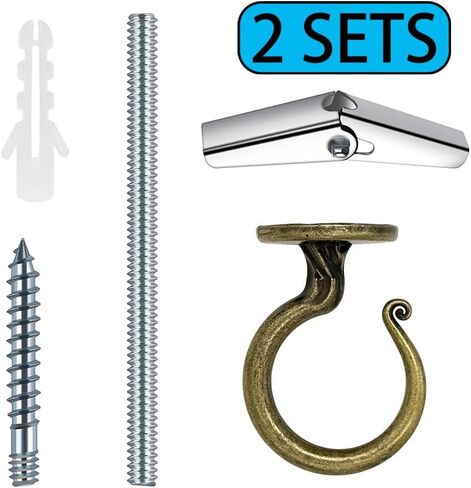 Heavy-Duty Ceiling Hook for Multiple Surfaces - Supports 40 lbs, Versatile for Wood, Concrete & Drywall, Easy Install (2, Black) in Saudi Arabia