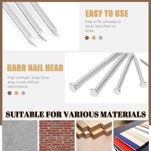 300Pcs Steel Nails Assortment Kit, 20MM 30MM 40MM 50MM 60MM White Galvanized Hardware Nails Cement Nails for Hanging Pictures, Wall Nails, Wood Nails, Finishing Nails, Household and DIY in Kuwait